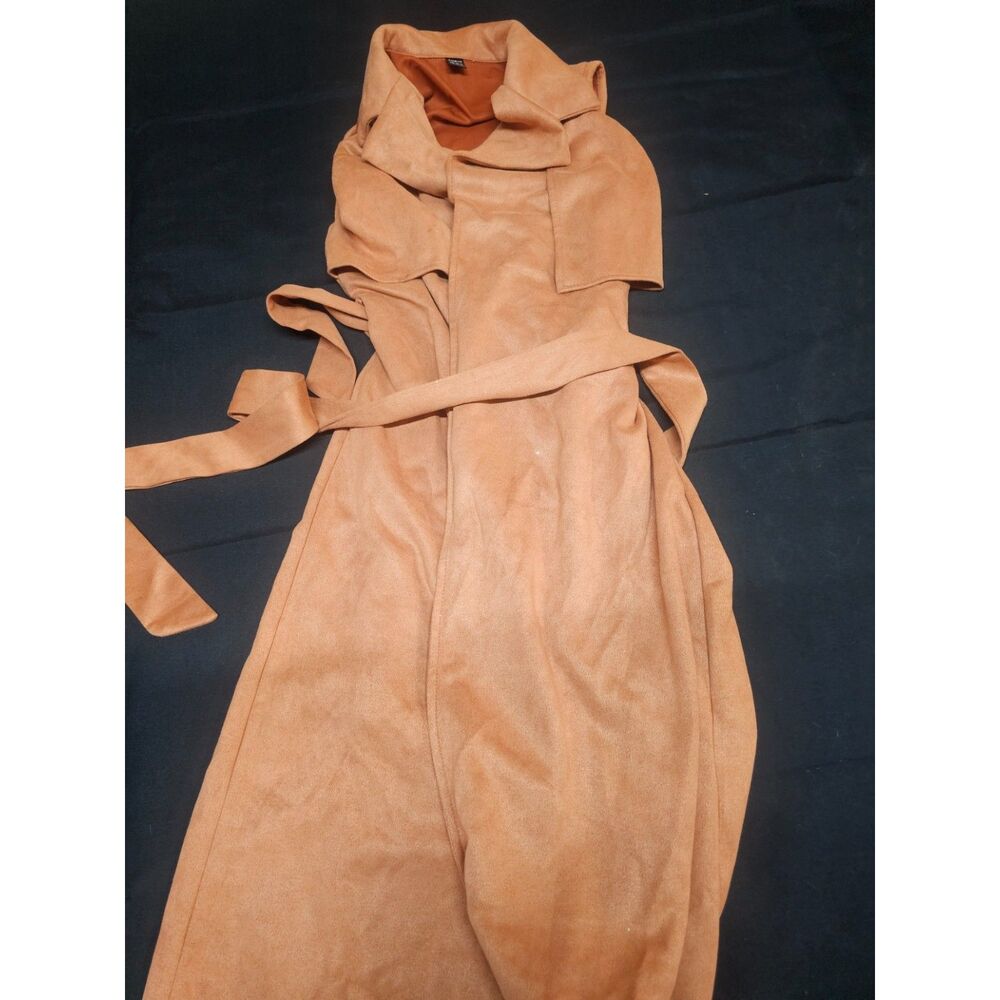 Camel Suede Sleeveless Trench Vest